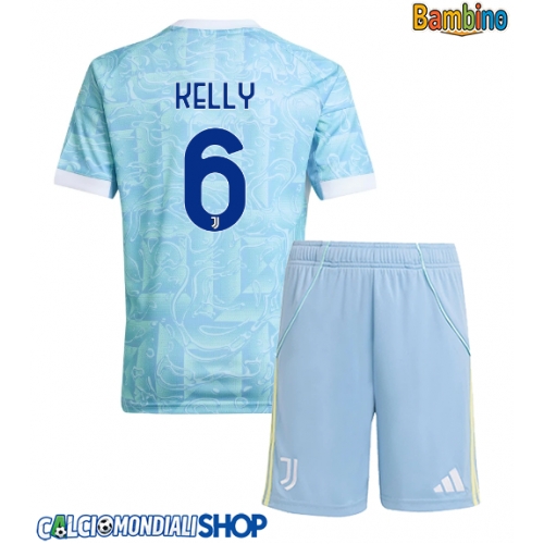 Maglie da calcio Juventus Lloyd Kelly #6 Seconda Maglia Bambino 2025-26 Manica Corta + Pantaloni corti)